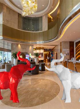 玻璃钢切面大象摆件抽象动物几何造型雕塑公园林商场迎宾门口装饰