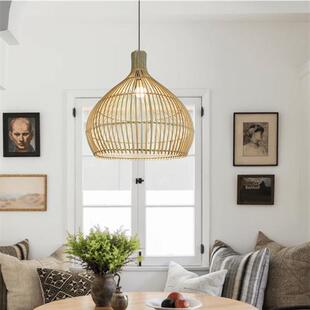 藤艺藤编吊灯北欧客厅卧室餐厅茶室藤灯日式 民宿客栈展厅创意灯具