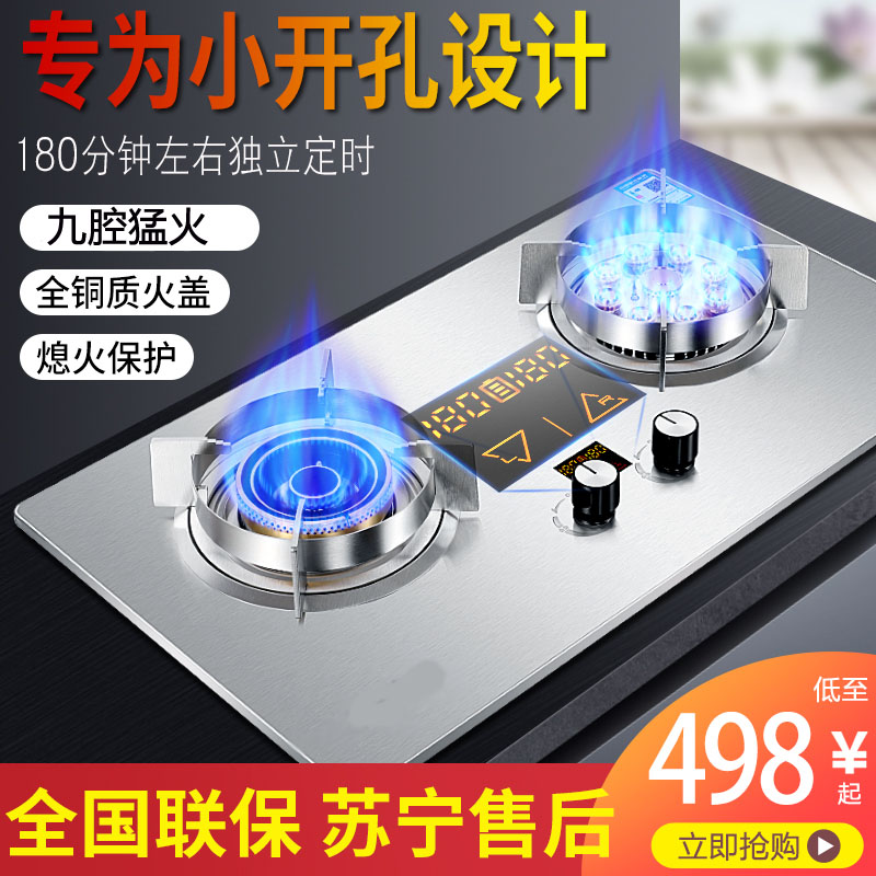 小尺寸开孔家用定时猛火燃气双灶