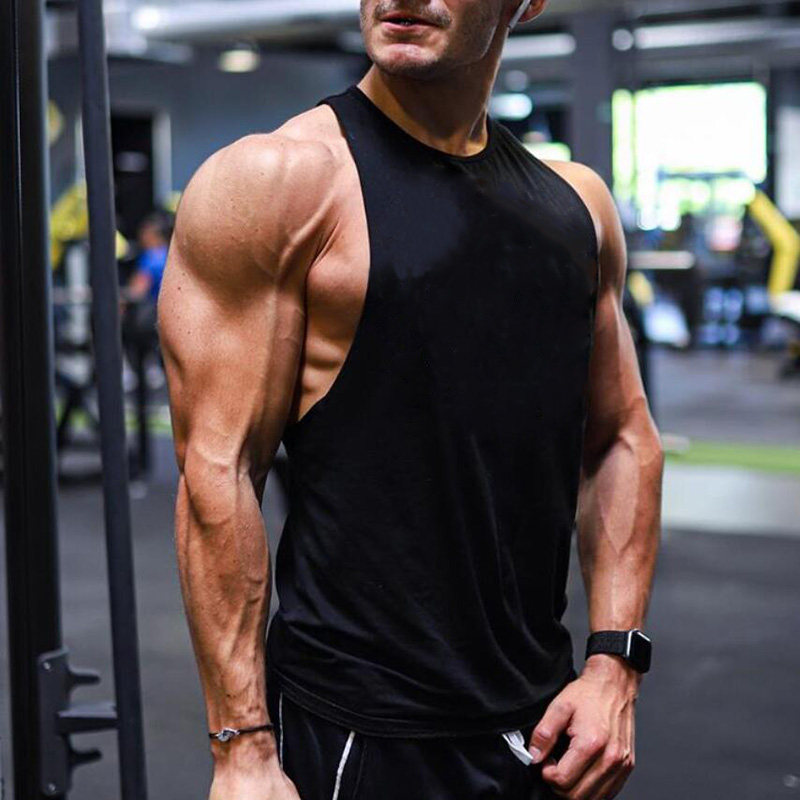 肌肉男士夏季休闲健美健身衣无袖黑色吸湿排汗透气瑜伽运动背心男
