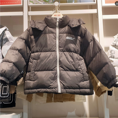 商场同款Abckids短款羽绒服男童连帽加厚面包服宽松外套90%鸭绒