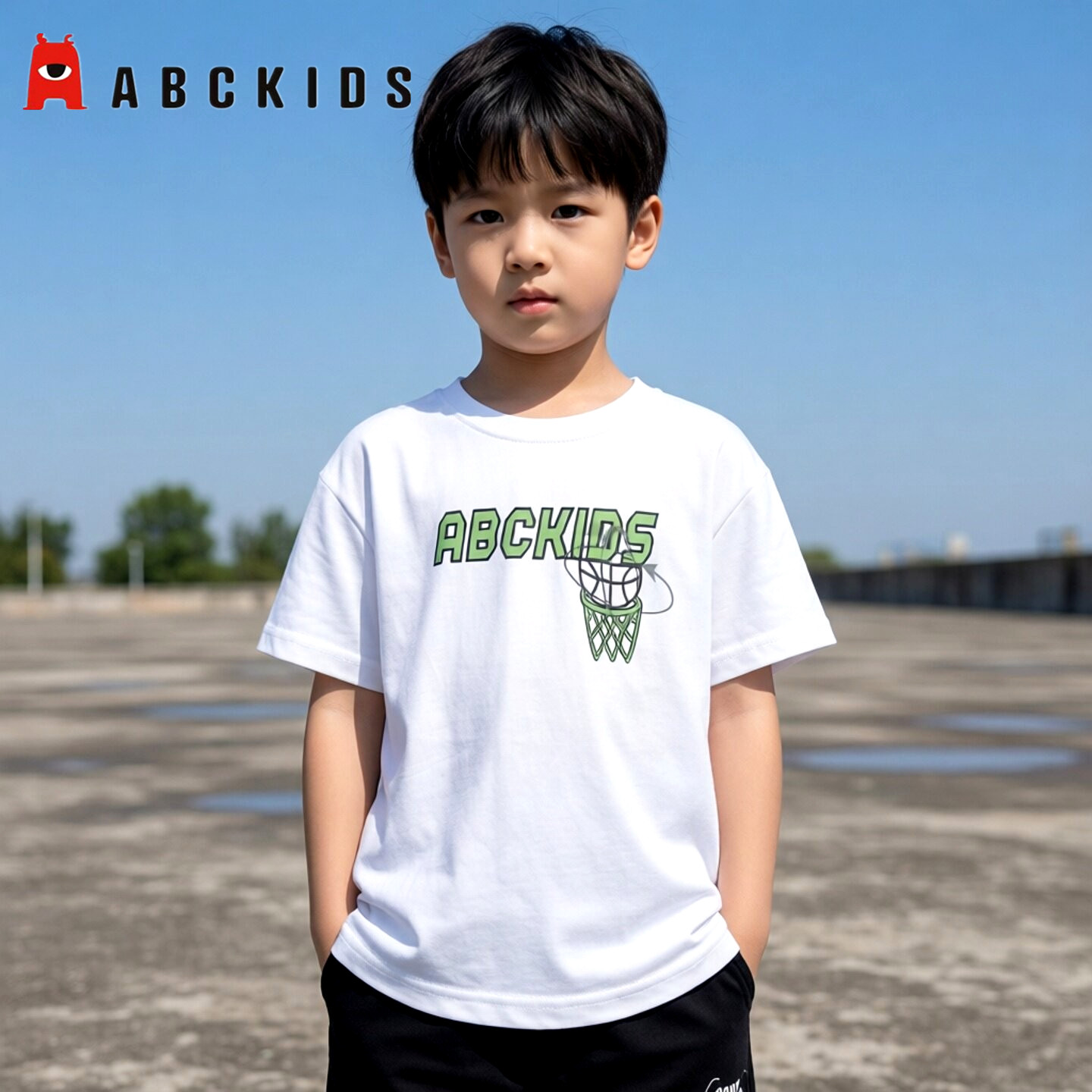 Abckids男童纯棉宽松短袖T恤图片