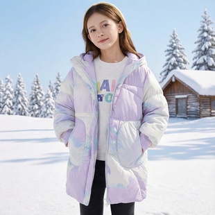 商场同款abckids童装冬季女童渐变色加厚中长款羽绒服F351309316