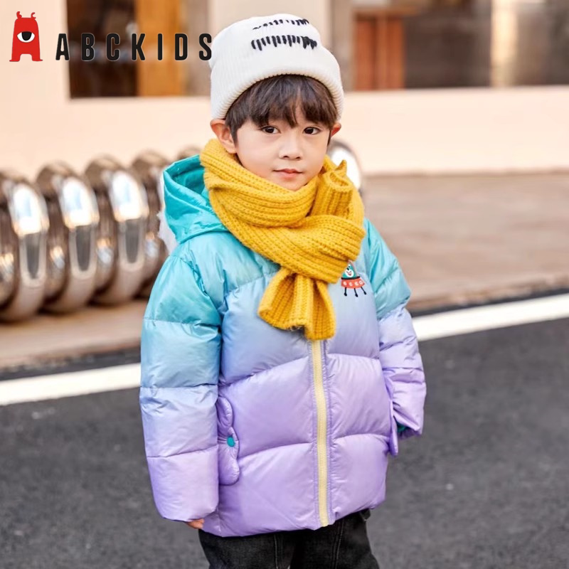 商场同款abckids童装冬款男小童免洗渐变色加厚保暖羽绒服外套图片