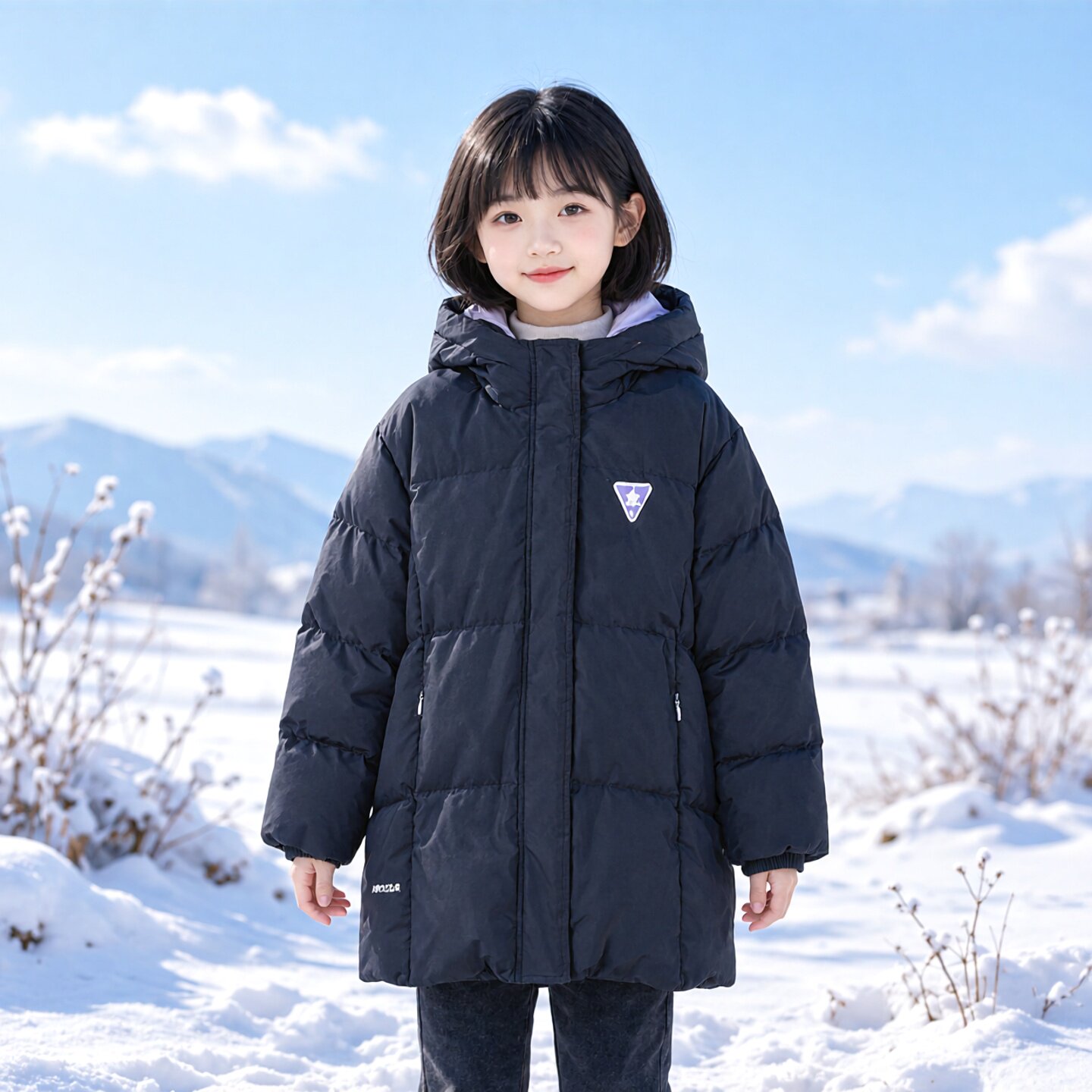 Abckids女童加厚连帽羽绒服图片