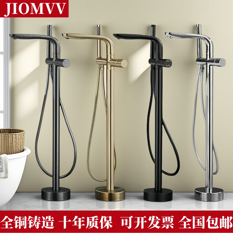 全铜仿古落地式缸边式冷热水龙头立柱卫生间木桶淋浴花洒立式龙头