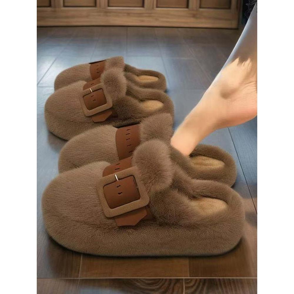 包头毛毛拖鞋女外穿2025新款秋冬