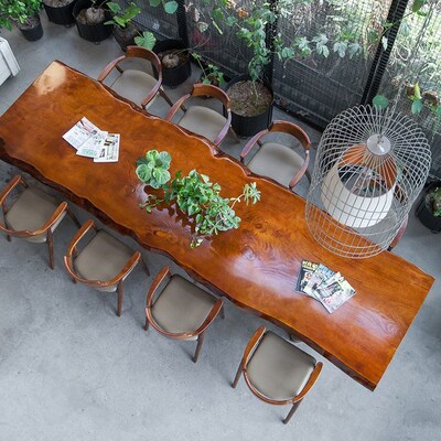 实木大板桌原木i松木大板茶桌会议桌长桌M办公桌子经理办公桌老板