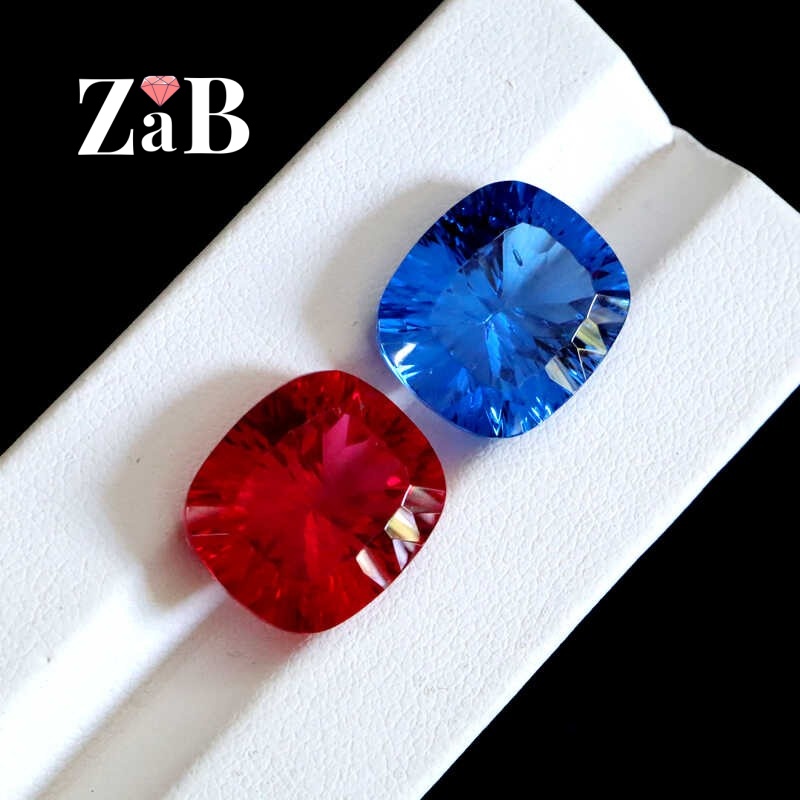 千禧宝石切工红宝石矢车菊蓝宝石椭圆形戒面裸石DIY镶嵌吊坠配石