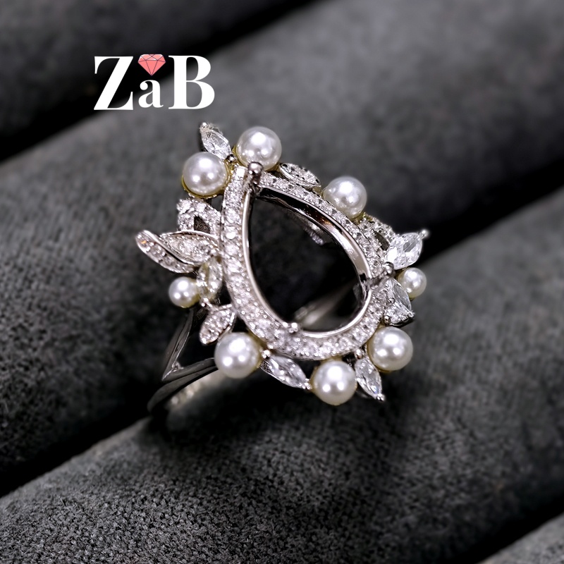 【镶口：8X12mm】戒指空托925纯银女水滴梨形未镶嵌代镶活圈设计