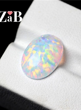 欧泊石裸石炫彩戒面蛋形通透白7X9mm 10X14mm椭圆素面彩色石