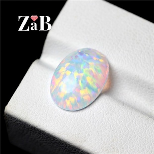 欧泊石裸石炫彩戒面蛋形通透白7X9mm 10X14mm椭圆素面彩色石
