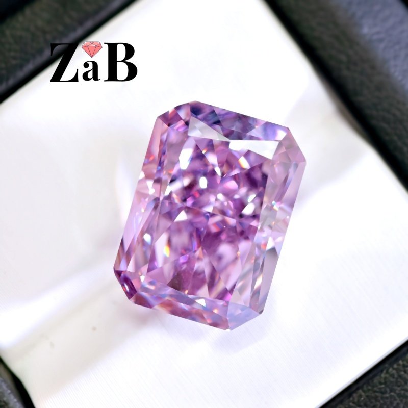 阿盖尔粉玫粉色高碳钻雷迪恩长方冰花切13X18mm单颗吊坠戒面通用