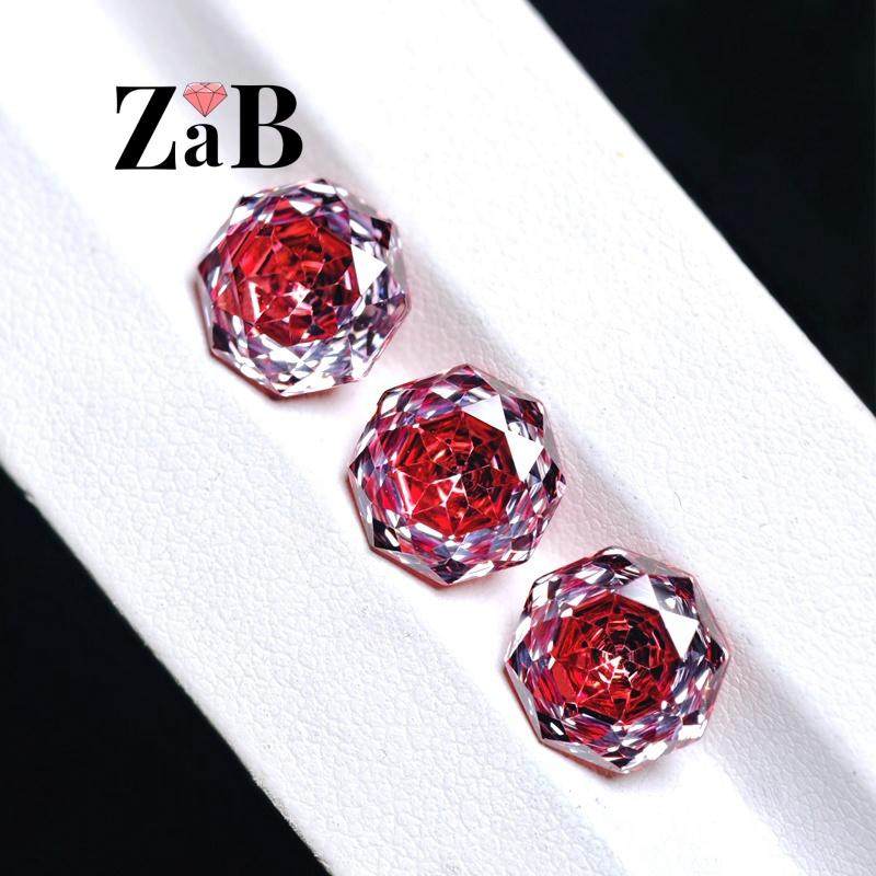 【夹心玫瑰】非凡洋红色玫瑰切八边高精切千禧切异形裸钻戒面宝石