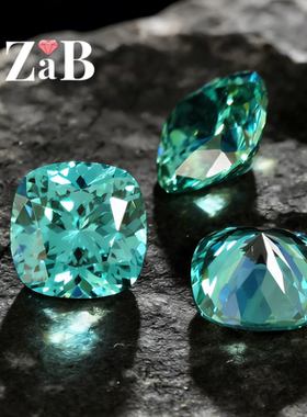 帕拉伊巴碧玺裸石宝石肥正方枕形裸钻彩宝 潮上新 Zab jewelry