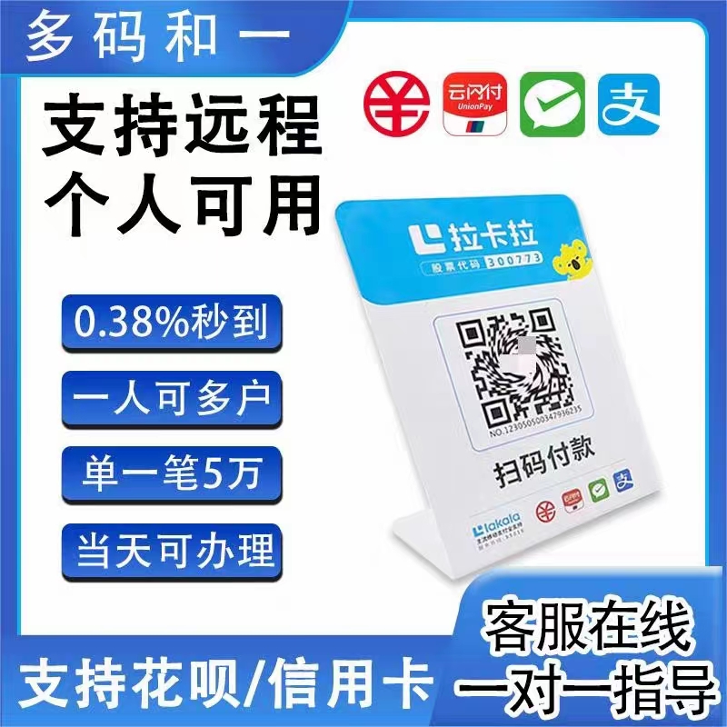 拉卡拉掌银实体店收款码线上支付宝花呗微信大额商家远程秒到-封面