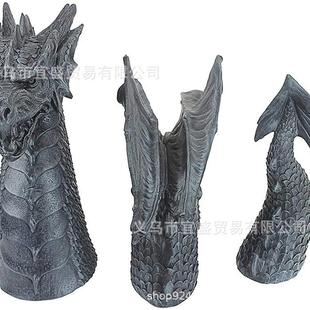 跨境外贸三头龙庭院摆件设计树脂摆件龙首龙身龙尾三节龙