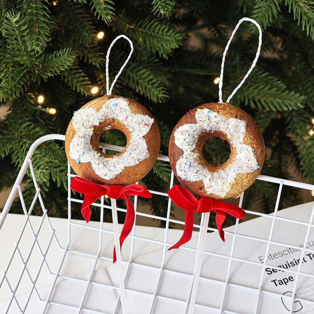 可爱甜甜圈圣诞树挂饰泡沫姜饼人棒棒糖圣诞节布置圣诞花环装饰品