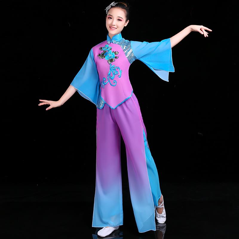 新款秧歌服演出服女2023新款中老年扇子舞套装艺考古典舞广场舞蹈
