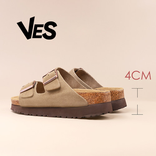 VES厚底牛皮勃肯凉拖鞋