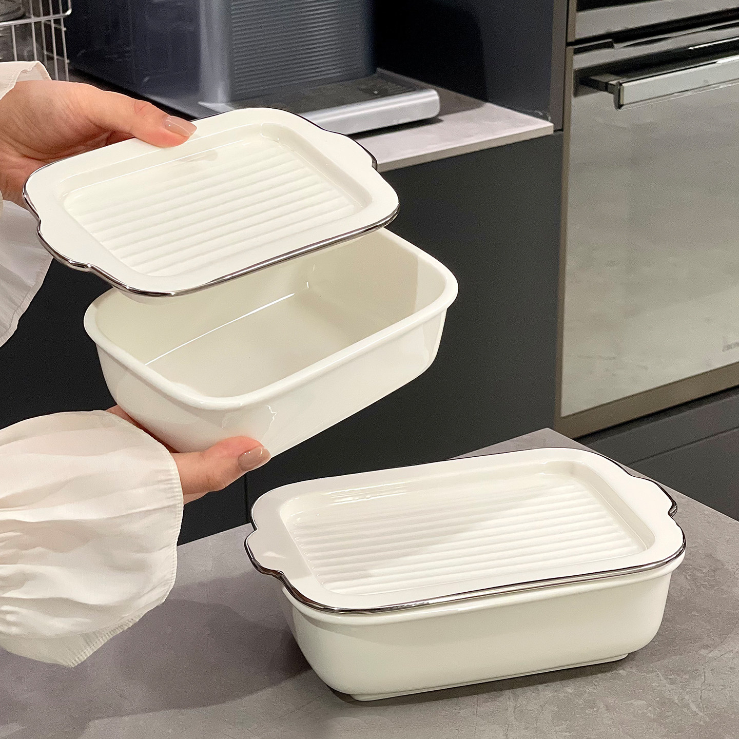 陶瓷带盖蒸盘蒸菜盘子双耳带盖子盘子家用泡面碗蒸蛋碗沙拉碗,餐饮具,盘,淘宝优惠券,粉丝福利购,淘宝优惠卷