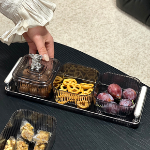 家用糖果盒零食干果盘创意分格碟盘下午茶餐厅点心盘水果分盘商用