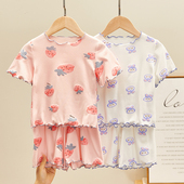 女童卡通短袖 分体空调服套装 家居服 莫代尔女宝宝薄款 儿童睡衣夏季