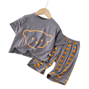 童装宝宝睡衣男童女童夏季莫代尔空调服韩版夏天中小童家居服套装