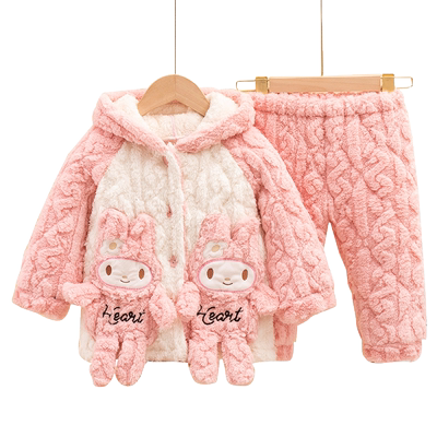 可爱卡通套装三层夹绵