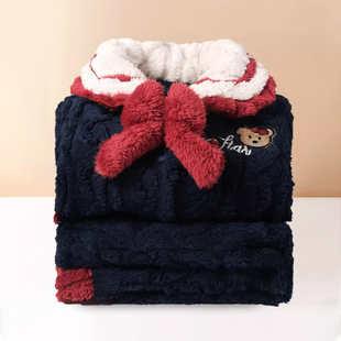 冬季睡衣女童夹棉新年款过年装三层加厚宝宝中大儿童家居服套装