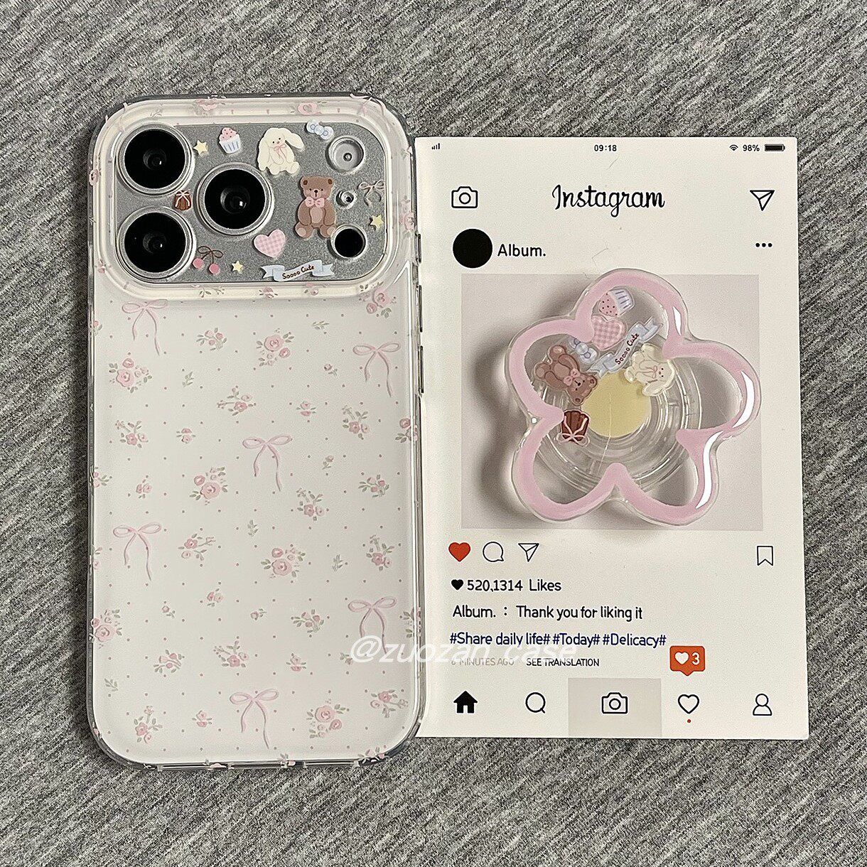 春日清新粉碎花蝴蝶结小熊适用苹果17promax手机壳iphone16pro新款15小众卡通14双层13女17全包防摔保护套pm