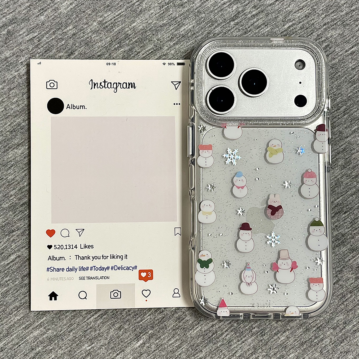 苹果17pro卡通小雪人手机壳