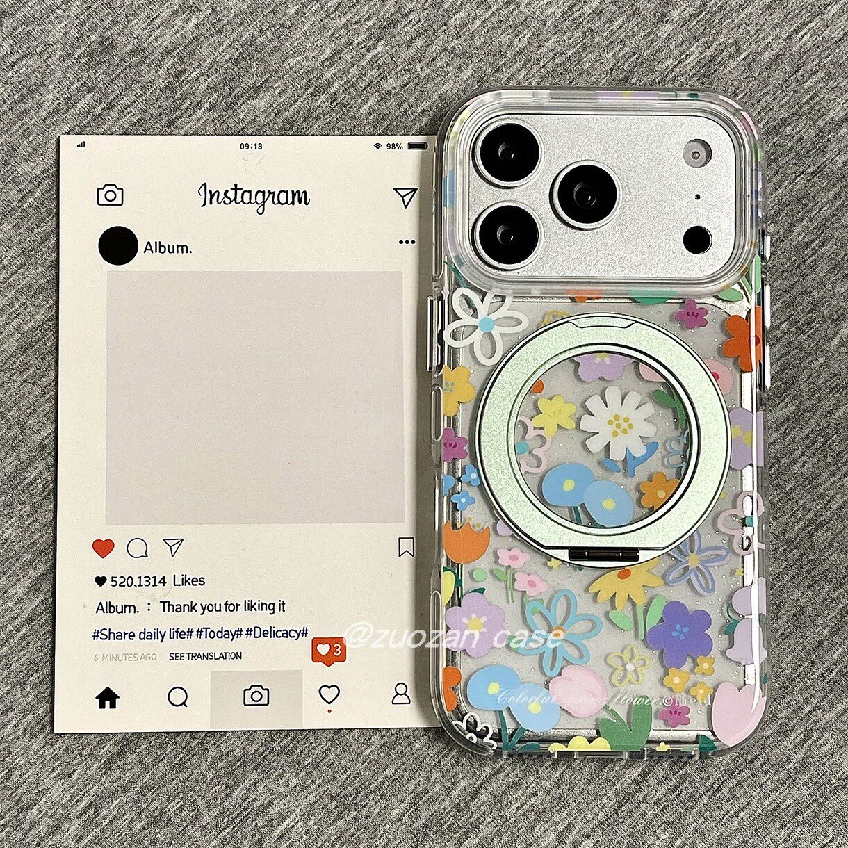 360旋转一体支点壳适用苹果17promax手机壳iphone16pro韩风春日彩田15折叠支架17pm新款全包防摔保护套双层女