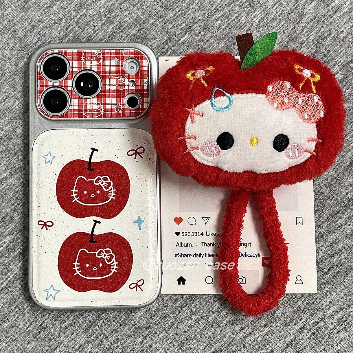 ins韩风格纹镜头KT猫头像适用苹果17promax手机壳iphone16pro新款15带毛绒挂绳14皮革13女17全包防摔保护套pm