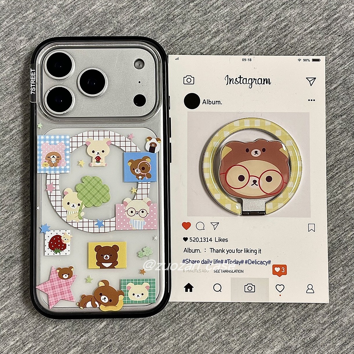 苹果17pro卡通小熊磁吸手机壳