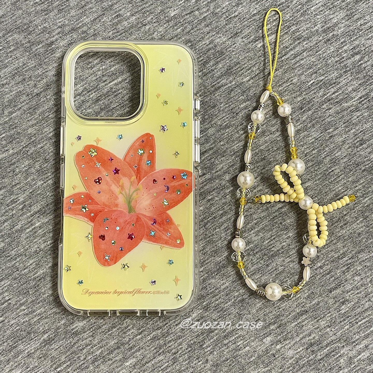 七彩星星黄底韩风海岛花适用苹果16promax手机壳iphone15pro新款14带挂绳13少女16pro气囊双层全包防摔手机套