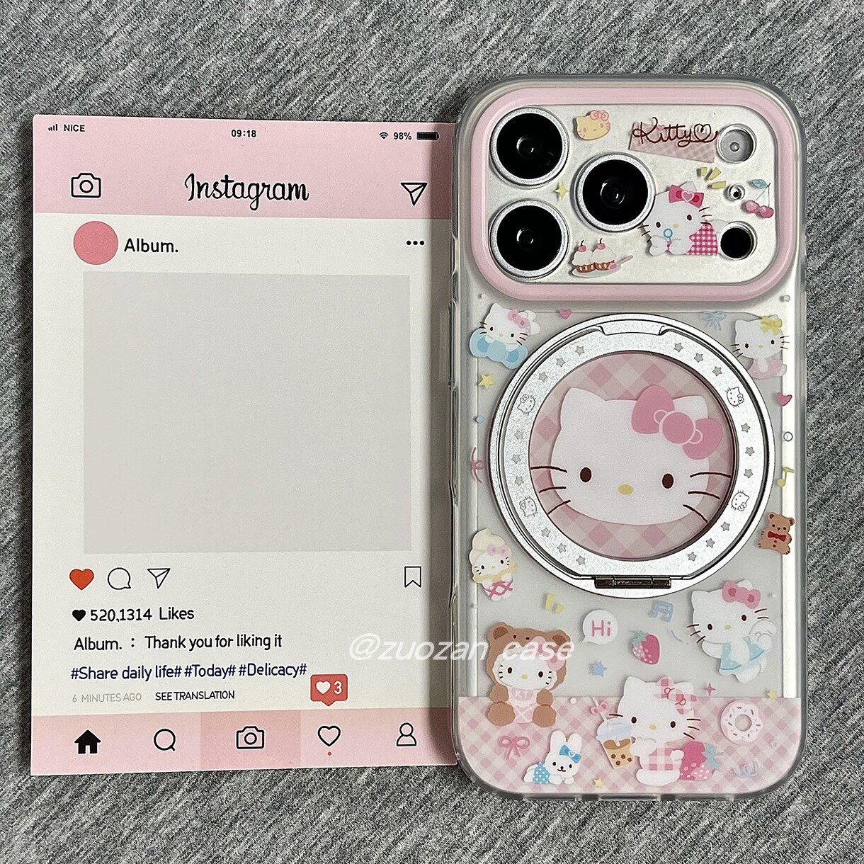 360旋转一体支点壳适用苹果17promax手机壳iphone16pro韩风卡通猫咪15pro磨砂17pm新款支架全包防摔保护套女