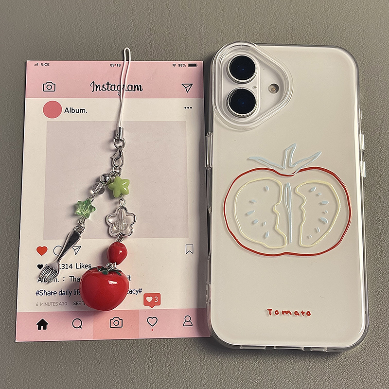 苹果16pro简约线条番茄手机壳