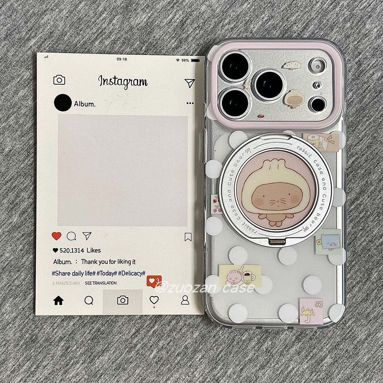 360旋转一体支点壳适用苹果18promax手机壳iphone17pro韩风波点可爱包子15pro新款16金属支架全包防摔保护套
