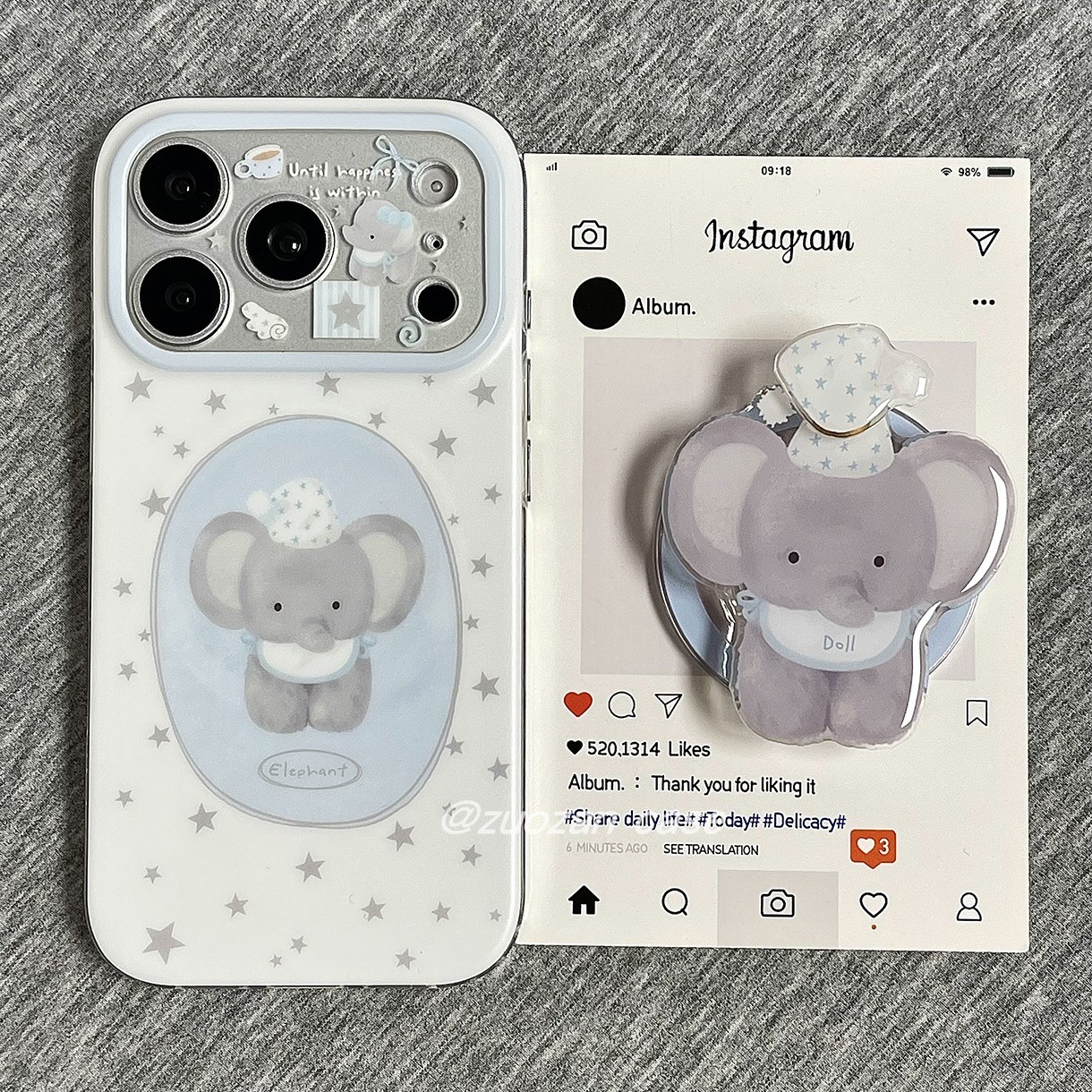 磁吸ins韩风灰色星星睡帽大象适用苹果17promax手机壳iphone18pro新款15带旋转支架14磨砂13女16全包防摔保护