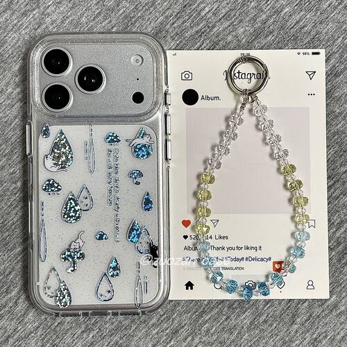 适用苹果17promax手机壳鎏金雨滴