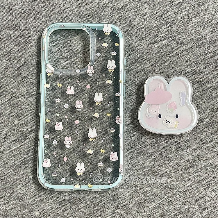 二合一双层韩风卡通蛋糕兔子适用苹果16promax手机壳iphone15pro新款14摇摇乐支架13女16pro全包防摔手机套