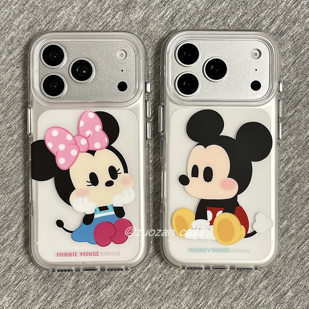 超萌Q版可爱情侣卡通米奇米妮适用苹果18promax手机壳iphone17pro新款16磨砂15个性14女13全包防摔保护套pm