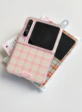 ins小众半透粉色棕色格子适用于华为purax手机壳阔折叠适用于purax典藏版保护套软边