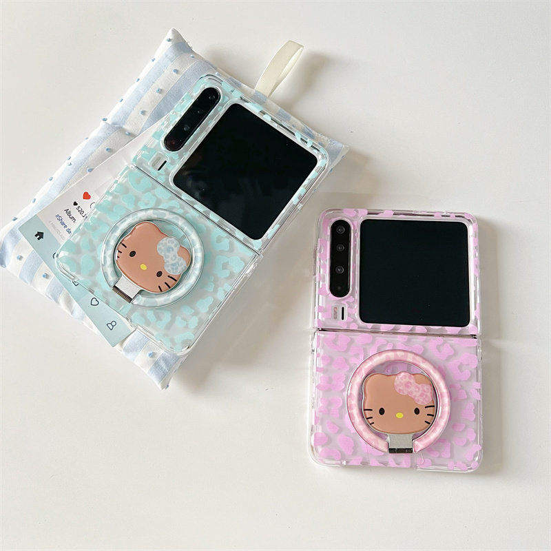 ins夏日豹纹KT适用于华为purax手机壳小折叠适用于小米mixflip2磁吸壳适用于三星zflip7/5/6保护套