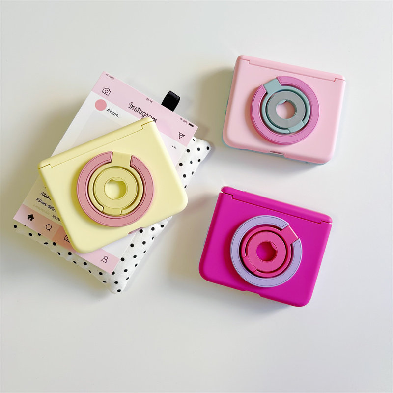 适用于华为purax手机壳多巴胺撞色小米mixflip2磁吸保护套荣耀magic V flip2 360支架硬壳zflip7情侣防摔铰链