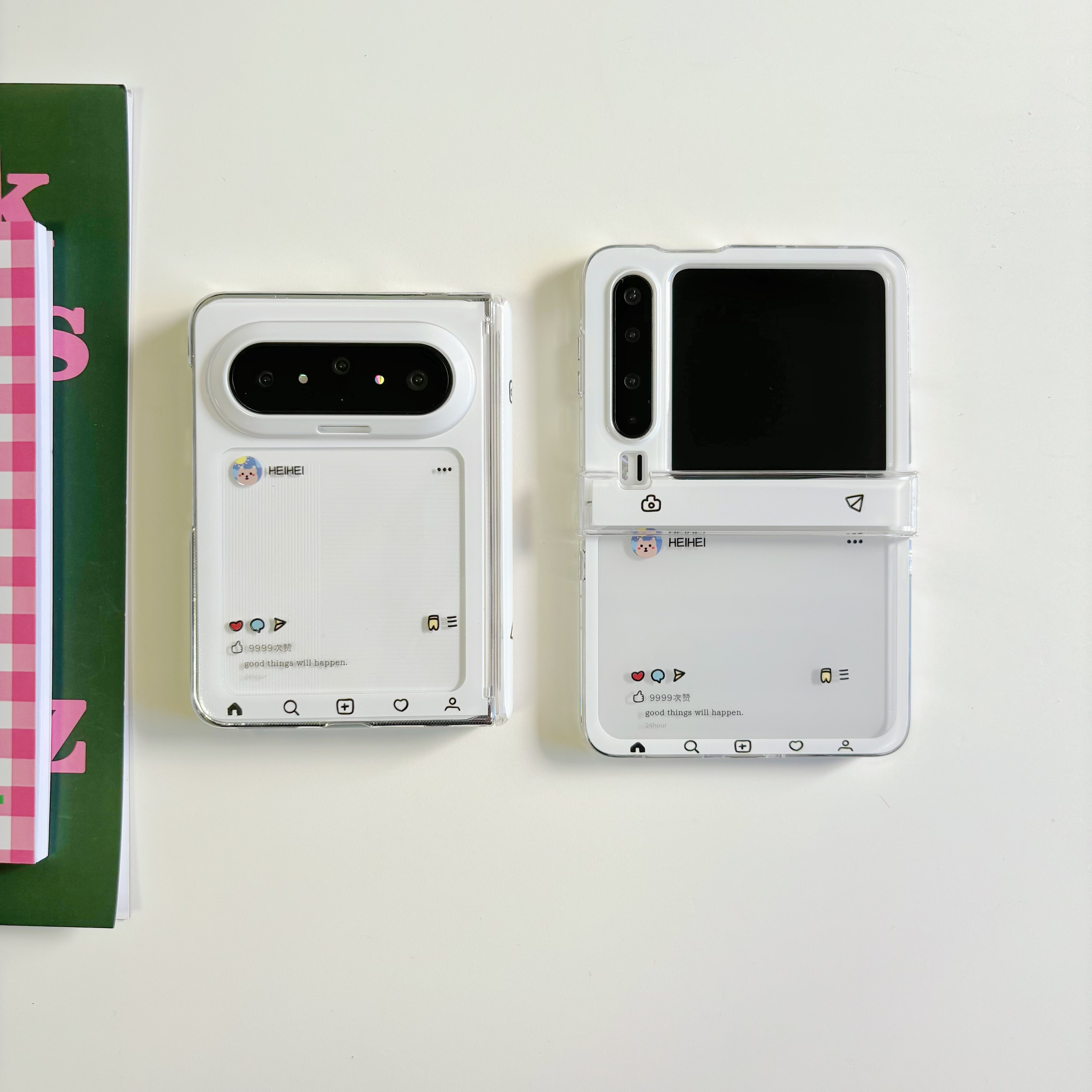 韩风ins半透相框适用于华为puraxmax手机壳折叠适用于华为purax典藏版铰链适用于三星zflip7全包保护套硬壳