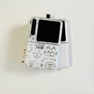 ive直井怜同款 马赛克小熊适用于华为purax手机壳小折叠适用于小米mixflip2情侣保护套适用于三星zflip7荣耀