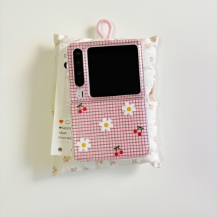 ins小清新红格子樱桃鸡蛋花适用于华为purax手机壳小折叠适用于小米mixflip2保护套硬适用于三星zflip7荣耀