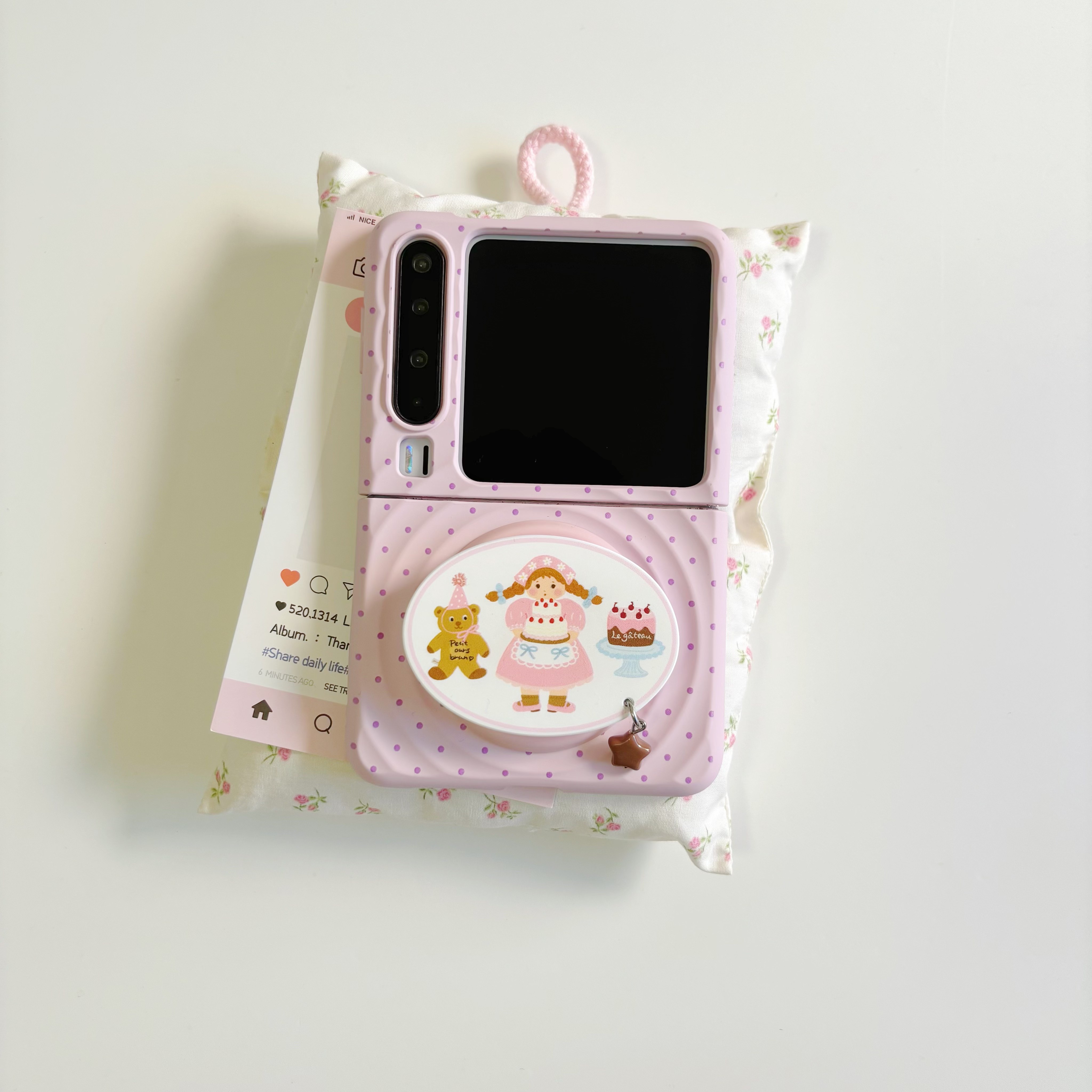 ins少女心粉底紫波点蛋糕女孩波漾适用于华为purax手机壳小折叠适用于小米mixflip2磁吸保护套适用于三星硬壳,3C数码配件,手机保护套/壳,淘宝优惠券,粉丝福利购,淘宝优惠卷